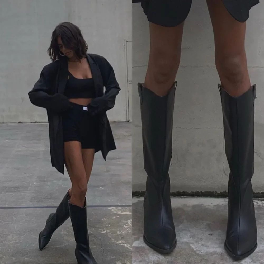 NAKEDVICE Black leather western boots